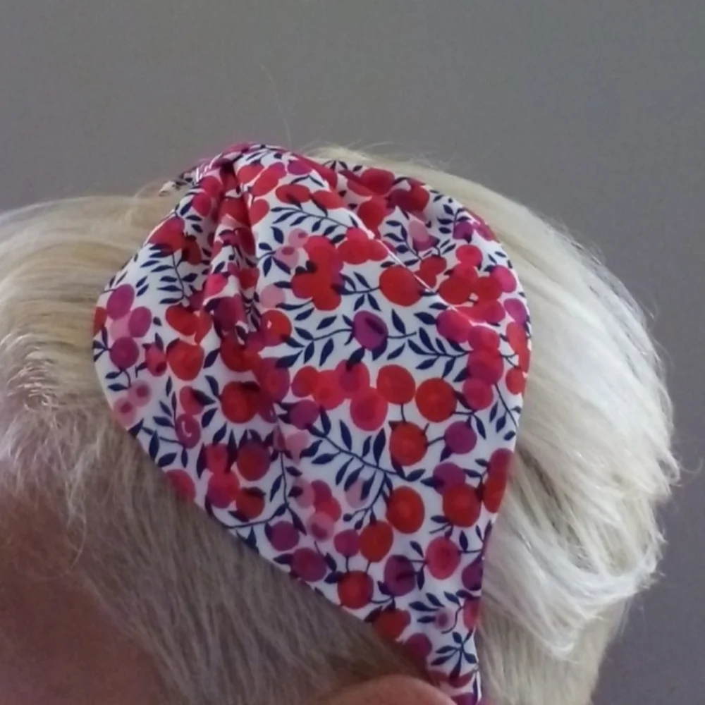 Liberty Art Fabric Tana Lawn Headband Wiltshire Red Blue Berry Classic Bespoke - Picture 4 of 12